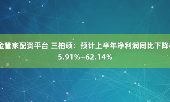 金管家配资平台 三柏硕：预计上半年净利润同比下降45.91%—62.14%